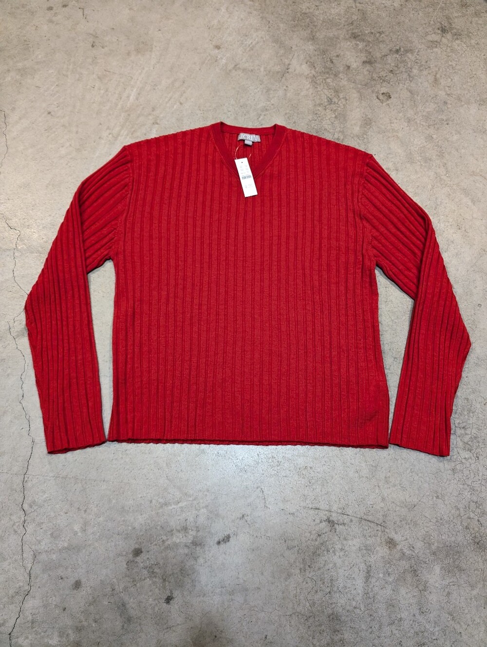 NWT J. Crew Red Ribbed V-Neck Pullover Merino Wool Women's 2X